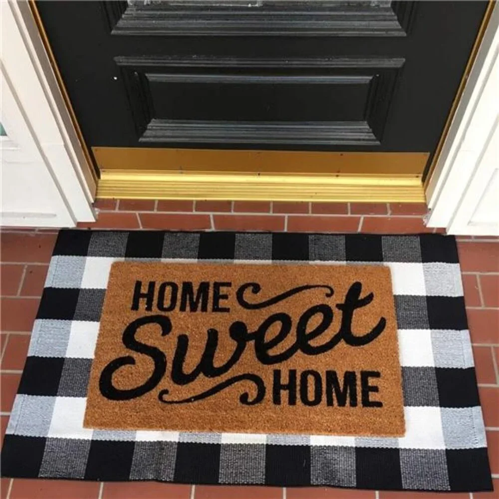 MUBIN Cotton Buffalo Plaid Rug 27.5 x 43 Inches Black and White Check Rugs